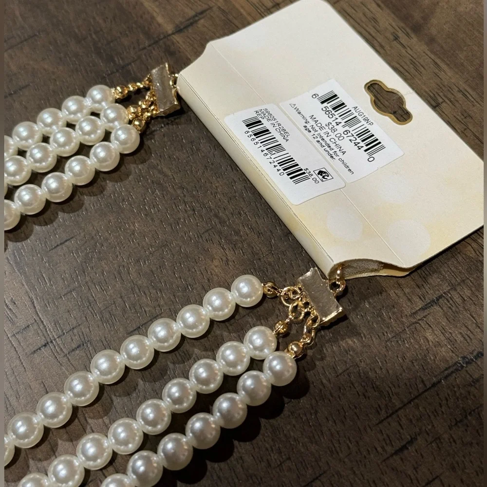 ERICA LYONS Faux Pearl 3 Strand Necklace 18